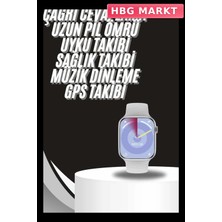HBG Markt Mey Ithalat® Akıllı Saat Gümüş Kasa Bluetooth Kulaklık Hediyeli Çok Fonksiyonlu Ikili Set