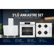 Beko Premium Beyaz Cam Ankastre Set
