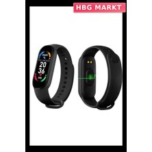 HBG Markt Mey Ithalat® M6 Akıllı Bileklik Siyah Adımsayar Spor Takibi Android ve Ios Uyumlu