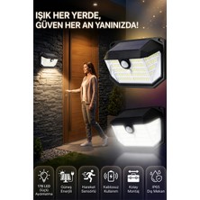 Saravita 1 Adet Güneş Enerjili Hareket Sensörlü 178 LED IP65 Dış Mekân Duvar Bahçe Lambası