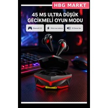 HBG Markt Bluetooth 5.0 Kablosuz Kulak Içi Kulaklık 45MS Düşük Gecikme LED Işıklı