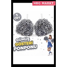 HBG Markt Mey Ithalat® 1 Çift ( 2 Adet ) Gümüş Renk 23 Nisan 19 Mayıs 29 Ekim Okul Gösteri Ponponları