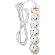 Tuncmatik Tunçmatik TSK19067 Powerstrip 5'li Topraklı Grup Priz Beyaz Kablolu Çocuk Korumalı 5 Metre