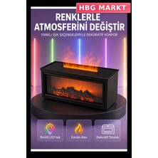 HBG Markt Mey Ithalat® Şömine Görünümlü Hava Nemlendirici Renkli LED Işıklı Aroma Difüzörü