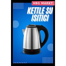 HBG Markt Mey Ithalat® Elektrikli Paslanmaz Çelik Su Isıtcı Çelik Kettle 1.8 Lt. Uzun Ömürlü