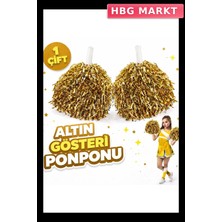 HBG Markt Mey Ithalat® 1 Çift ( 2 Adet ) Altın Renk 23 Nisan 19 Mayıs 29 Ekim Okul Gösteri Ponponları