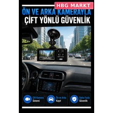 HBG Markt Wifi Bağlantılı Full Hd 1080P Çift Kameralı Araç Kamerası
