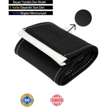 Moontime Alaçatı Toyota Yaris (2011-2014) Uyumlu Deri Direksiyon Kılıfı, Dikmeli Beyaz Spor Dikiş