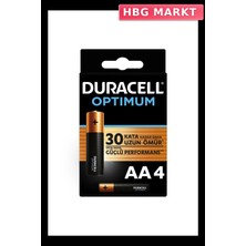 HBG Markt Duracell Optimum Aa Kalem Pil 4'lü Orta ve Yüksek Enerji Tüketimi Için