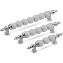 Moontime Alaçatı Polimer Boncuk Lüks Modern Dolap Çekmece Kulpları (96 mm ) Krom Boncuk (96 Cm) 2 Adet