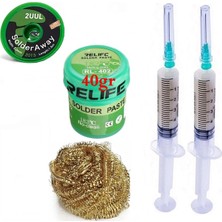 Smnr Relıfe RL-402/ Krem Macun Lehim Paste 183°C 40G Flux Lehim Toplama ve 2uul 2015 Emme Teli 2,0mm Lehim SETI13