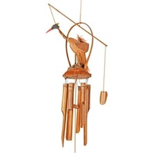 Moontime Alaçatı Ahşap Bambu Leylek Rüzgar Çanı Balkon Bahçe Tavan Süsü
