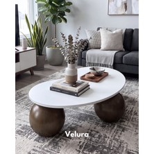 Velura Home & Living Modern Orta Sehpa & Top Sehpa Cam Sehpa & Küre Orta Sehpa - Amerikan Ceviz Top - Fasulye - Beyaz Mdf