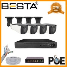 ALK 5 Mp 1440P 4 Dış Mekan Kameralı Ip Poe Güvenlik Seti