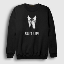 Presmono Unisex Siyah Suit Up V2 How I Met Your Mother Sweatshirt