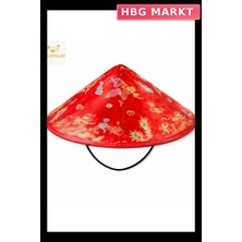 HBG Markt Mey Ithalat® Kırmızı Saten Çin Desenli Dragon Işlemeli Şapka – Lastikli