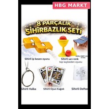HBG Markt Mey Ithalat® 8’li Sihirbazlık Seti (Kibrit, Defter, Halka, Kupa, Ip, 3’lü Kart)