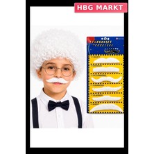 HBG Markt Beyaz Peruk ve Bıyık Seti Bilim Adamı Kostüm Aksesuarı