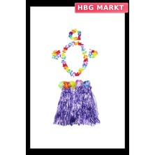 HBG Markt Mey Ithalat® Luau Aloha Hawaii  Kolye Etek Taç ve Bileklik Seti Mor