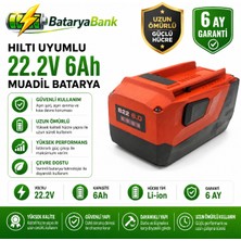 Bataryabank Hilti B22 Uyumlu 22.2V 6AH Li-Ion Muadil Matkap Bataryası