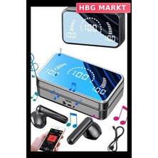 HBG Markt Mey Ithalat® Yeni Nesil Kablosuz Kulaklık Aynalı Powerbank Özellikli Bluetooth Bağlantılı Dijital Göstergeli