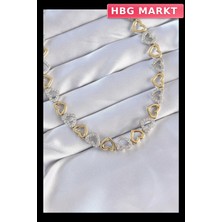 HBG Markt Mey Ithalat® Vip Seri Pirinç Çift Renk Zirkon Taşlı Içi Boş Kalp Tasarımlı Kolye