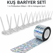 Kovmatik Kuş Bariyer Seti – 1 Metre Polikarbon Diken + 30 Metre Hologram Şerit