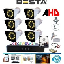 ALK 6 Kameralı 5mp Lens 1080P Warm LED Gece Renkli 1 Tb HDD Dahil Güvenlik Seti