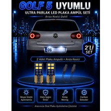 Duolight Vw Golf 5 Uyumlu T10 W5W LED Plaka Ampul Seti 2 Adet Arıza Kesicili Canbus Ultra Parlak Beyaz