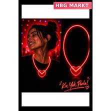 HBG Markt Kırmızı Neon Fosforlu Kalp Parti Kolyesi Şık Figür