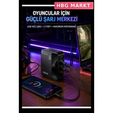 HBG Markt 4 Girişli Gan Masaüstü Şarj Istasyonu Usb-C ve Usb-A Hızlı Şarj