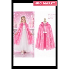 HBG Markt Kar Tanesi Desenli Pembe Pelerin Astarlı 85 cm Parti Kostümü