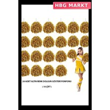 HBG Markt Mey Ithalat® 10 Çift ( 20 Adet ) Altın Renk 23 Nisan 19 Mayıs 29 Ekim Okul Gösteri Ponponları