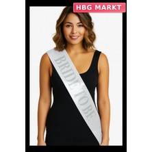 HBG Markt Mey Ithalat® Beyaz Saten Üzerine Kalın Gümüş Yazılı Bride To Be Kuşağı