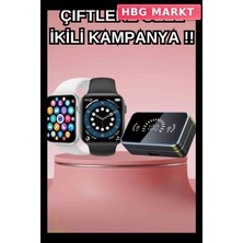 HBG Markt Mey Ithalat® Powerbank Bluetooth Kulaklık ve Yeni Model Akıllı Saat Seti Anc Özelliği Dokunamatik