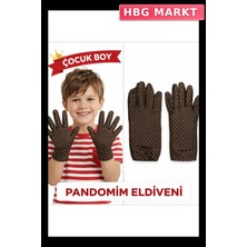 HBG Markt Puantiyeli Gösteri Eldiveni Çocuk Boy Beyaz Kahve Renk Parti Aksesuarı