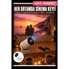 HBG Markt Yüksek Performanslı Projeksiyon Cihazı Android 11.0 Kablosuz Aktarım