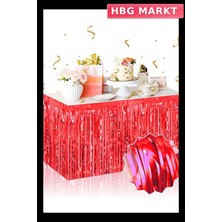 HBG Markt Kendinden Yapışkanlı Kırmızı Püsküllü Masa Eteği (75X275 Cm)