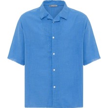 S13 Store Dikişsiz Kısa Kol Cepsiz Oversize Keten Gömlek