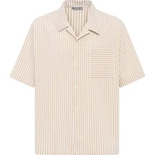 S13 Store Çizgili Kısa Kol Oversize Gömlek