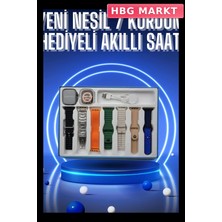 HBG Markt Mey Ithalat® Akıllı Saat 7 Kordon Hediyeli Takvim Alarm Nabız Ölçer Bildirim Görme Sesli Görüşme