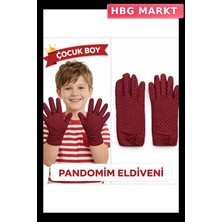 HBG Markt Bordo Puantiyeli Pandomim Eldiveni Çocuk Boy Gösteri Aksesuarı