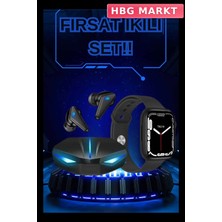 HBG Markt Mey Ithalat® Yeni Nesil Akıllı Saat ve Kablosuz Kulaklık Kampanyası Ikili Set Bluetooth Bağlantılı