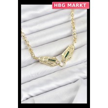 HBG Markt Pirinç Zirkon Taşlı Serenay Kolye Gold Renk Kadın Bijuteri
