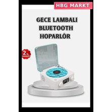 HBG Markt Mey Ithalat® 3-Ü-1 Gece Işığı Bluetooth Hoparlör Dijital Saat Vintage Plak Çalar Tasarımlı
