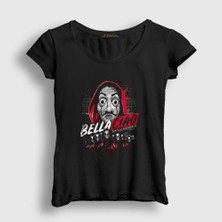 Presmono Kadın Siyah Bella Ciao La Casa De Papel T-Shirt