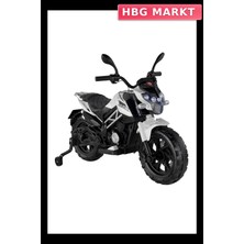 HBG Markt Akülü Motosiklet 447 Motocross Beyaz Çocuklar Için