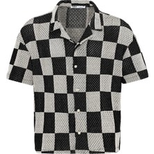 S13 Store Oversize Kare Desenli Triko Gömlek