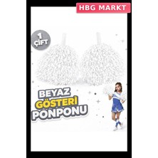 HBG Markt Mey Ithalat® 1 Çift ( 2 Adet ) Beyaz Renk 23 Nisan 19 Mayıs 29 Ekim Okul Gösteri Ponponları Ekstra Dolgun