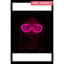 HBG Markt Mey Ithalat® Pembe LED Işıklı Parti Gözlüğü - Neon Glow Şerit Gözlük 3 Modlu